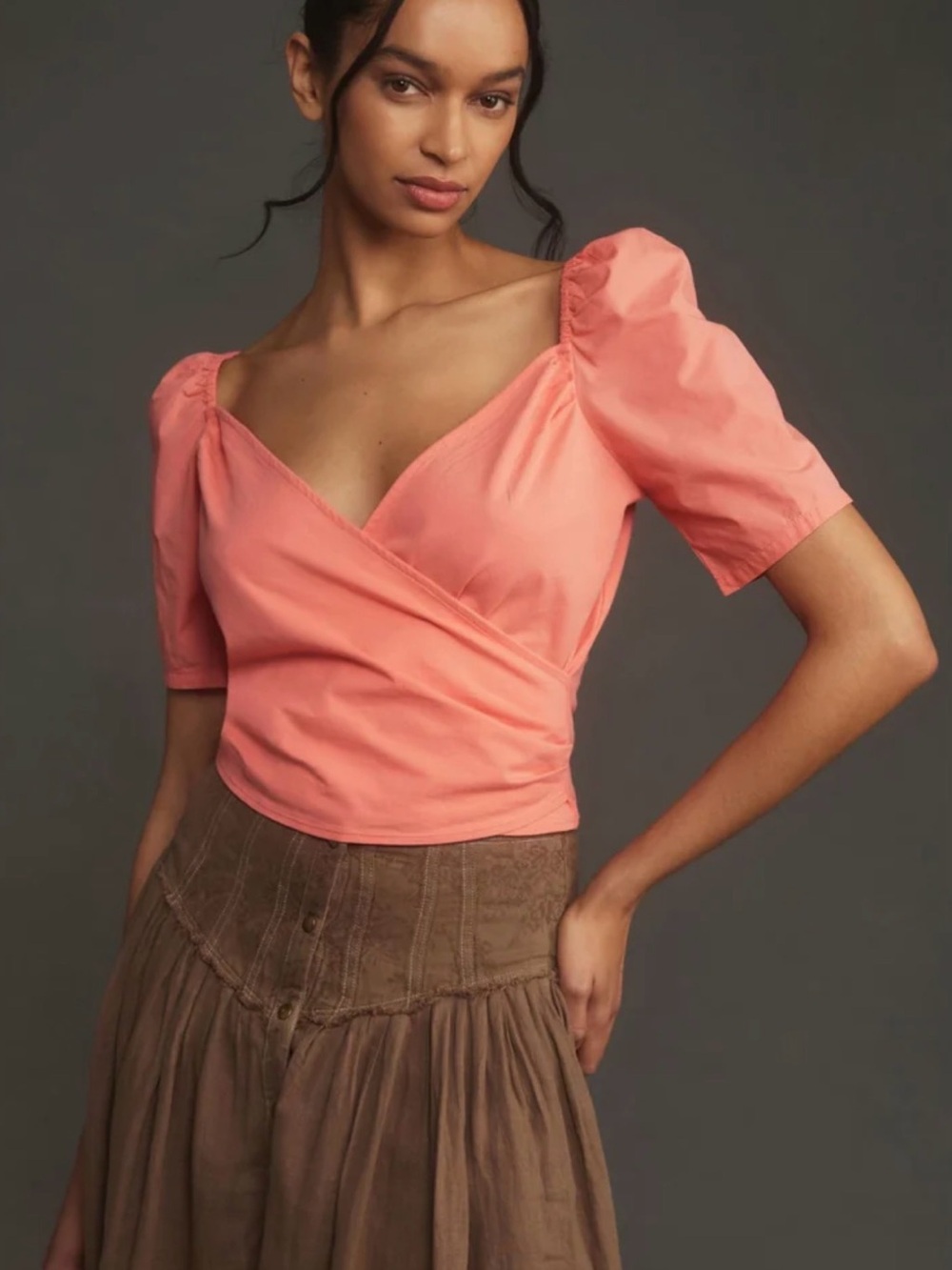 NWT Anthropologie Puff-Sleeve Wrap Top